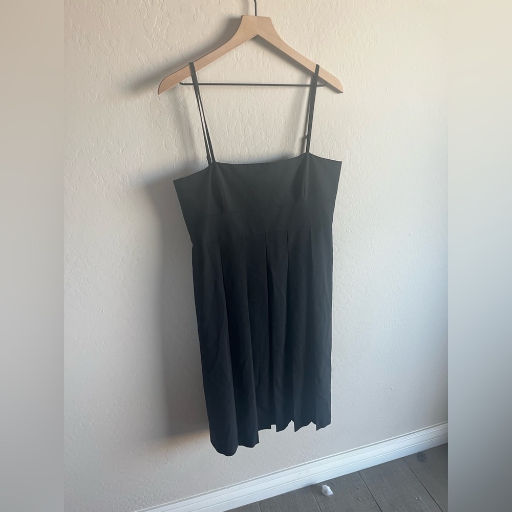 Theory Black Womens Sleeveless Pleated Midi Dress 12 Glam Baddie Minimalist - Picture 3 of 5